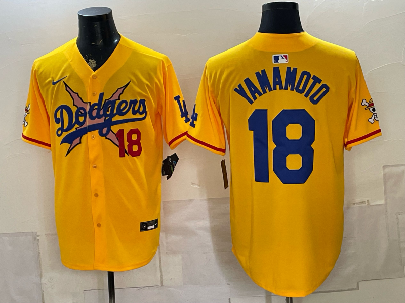 Men Los Angeles Dodgers #18 Yamamoto yellow Game 2026 Nike MLB Jersey 0717001->los angeles dodgers->MLB Jersey